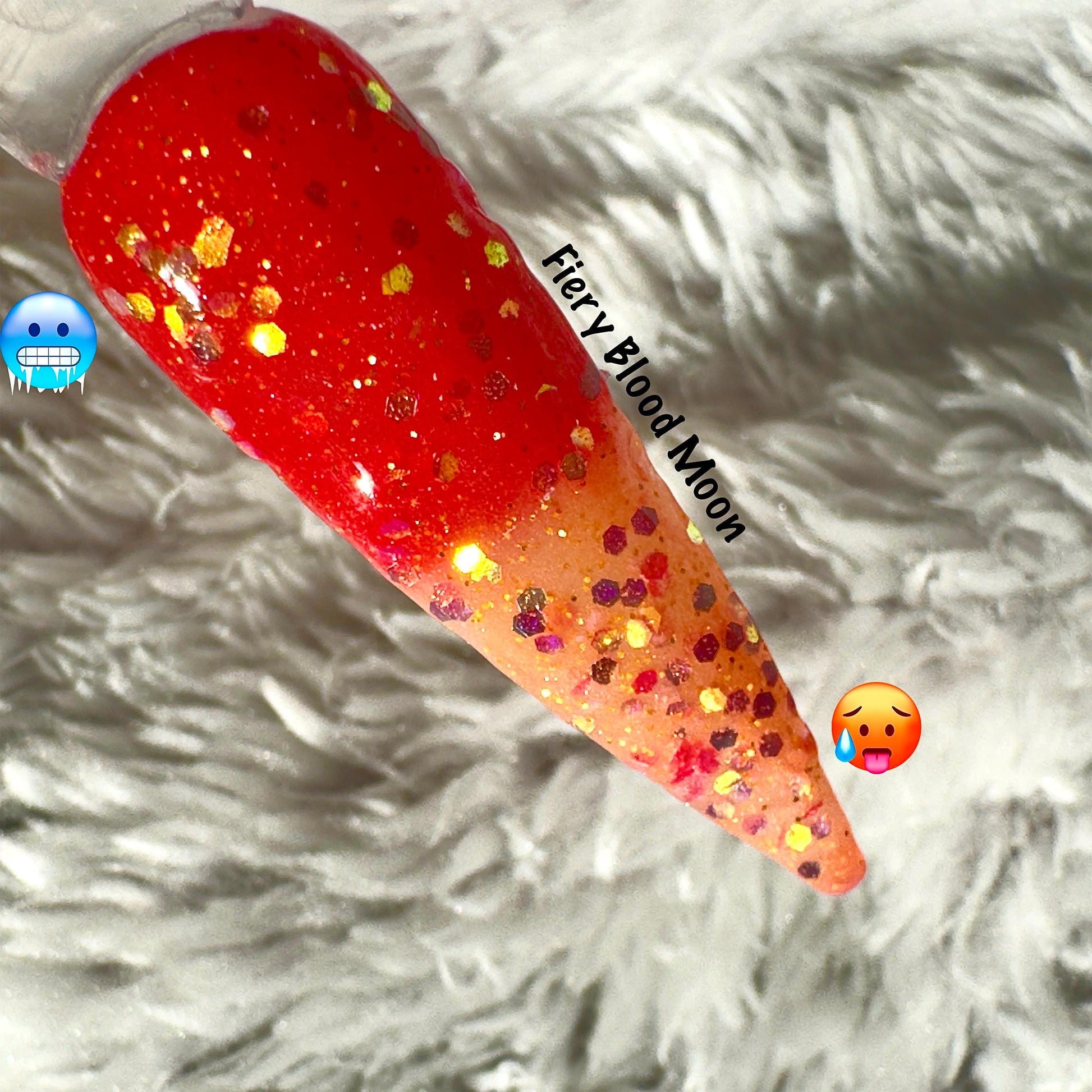 Thermal Dip Powder: Fiery Blood Moon Red-Orange Copper Glitter