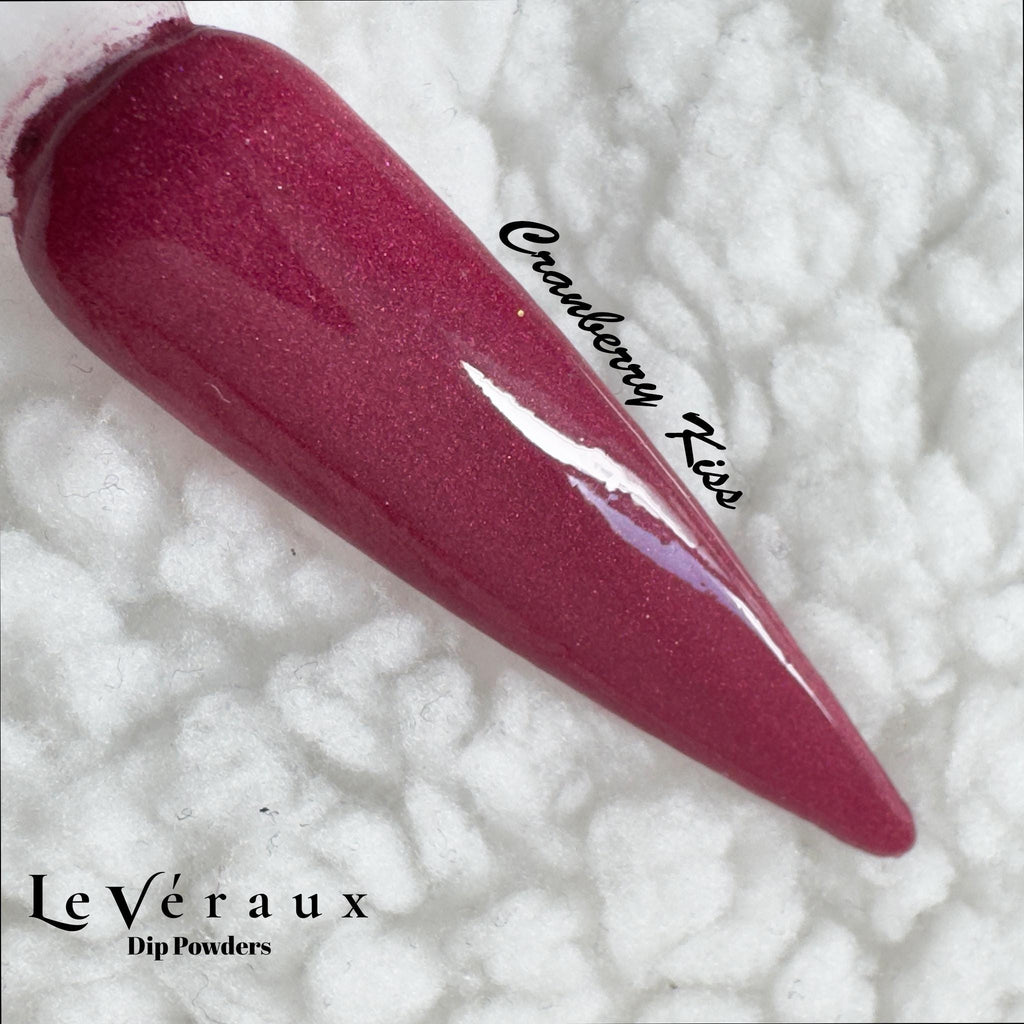 Cranberry Kiss Shimmer Dip Powder: Deep Red, Autumn Nails, Salon Quality Manicure