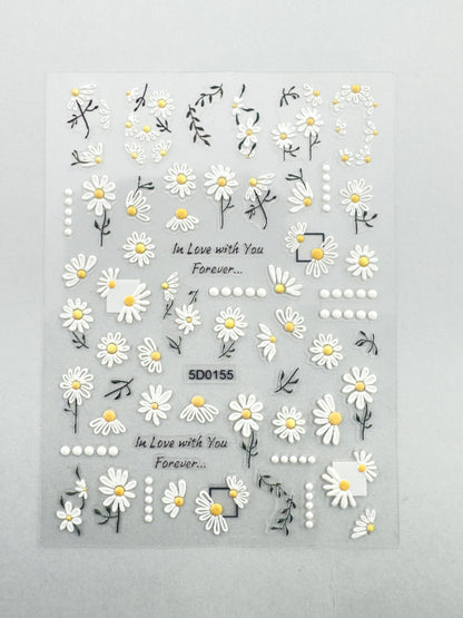 Nail art stickers with delicate floral and in love with you text design
