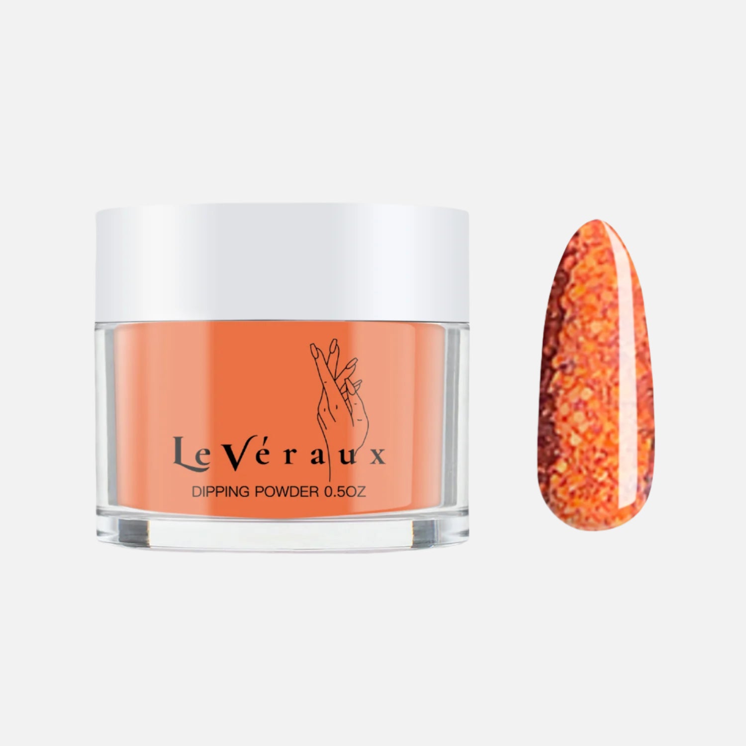 Pumpkin Spice dipping powder – warm orange with gold and copper glitter for bold, festive nails